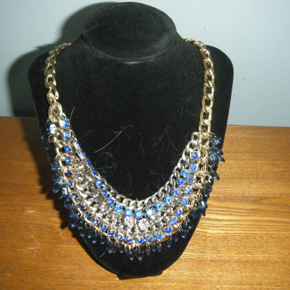 Silver Goldtone Blue Necklace